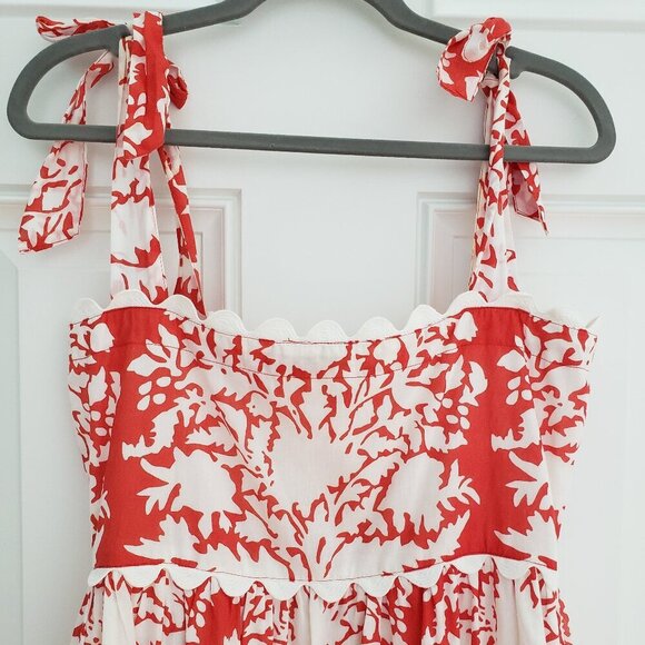 Juliet Dunn - Orange and White Floral Lined Sundress.  Size 1 - Picture 5 of 6